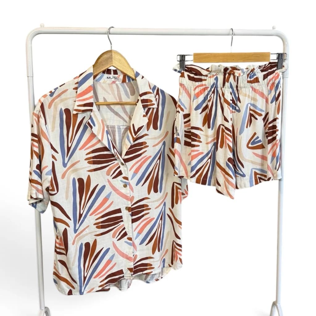 Set Estampado Short y Camisa Blanco