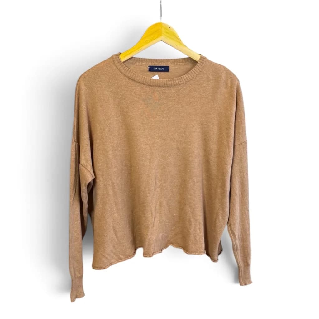 Sweater Beige Cropped 100% Lana