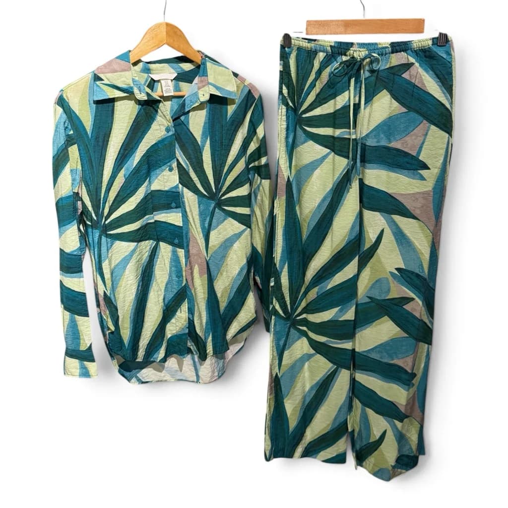 Set Verde Estampado Hojas