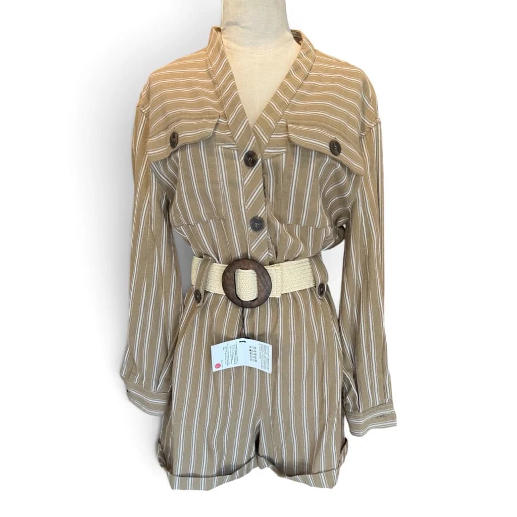 Monito Beige y Blanco A Rayas