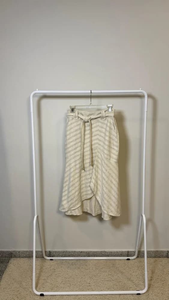 Pollera Midi Lino Beige a Rayas