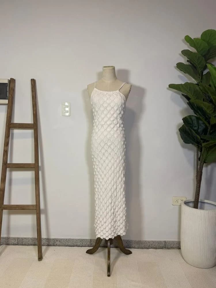 Vestido Tejido Blanco Elastizado