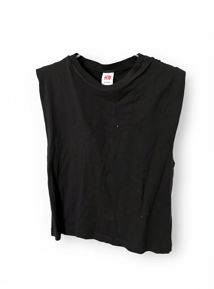 Remera negra sin mangas algodon