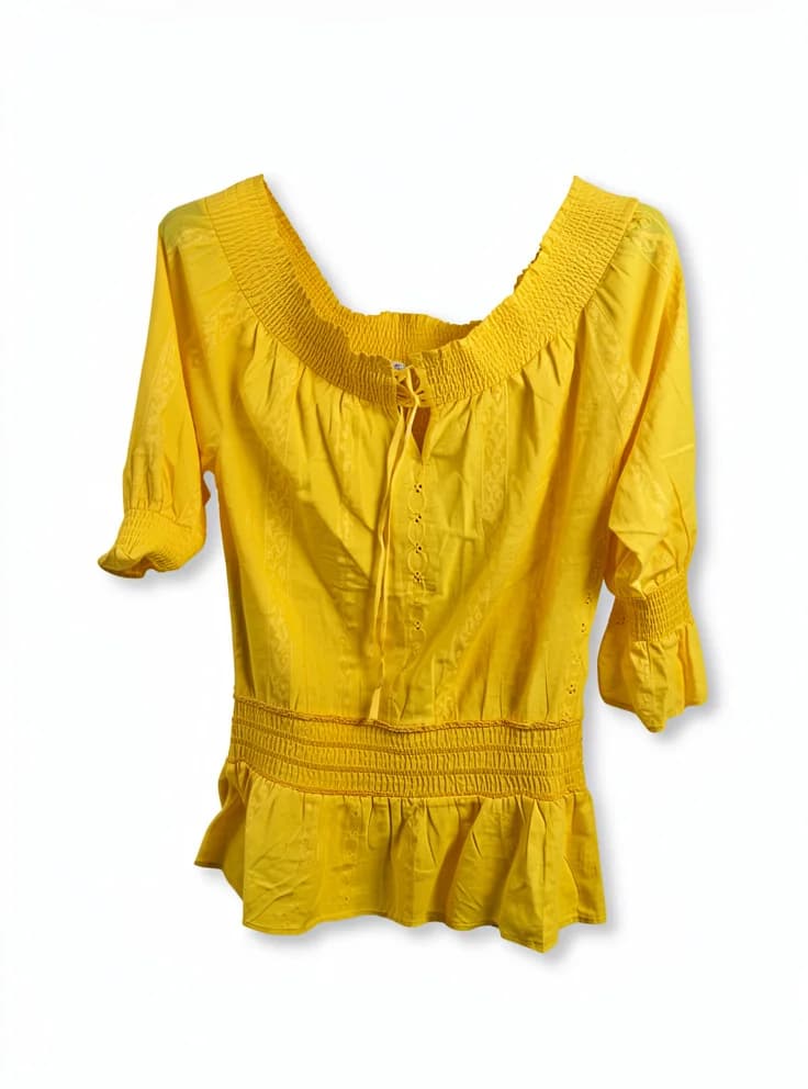 Blusa salida de playa amarilla Boho