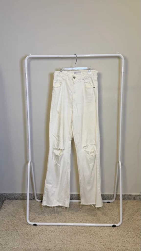 Jean blanco roto Wide Leg