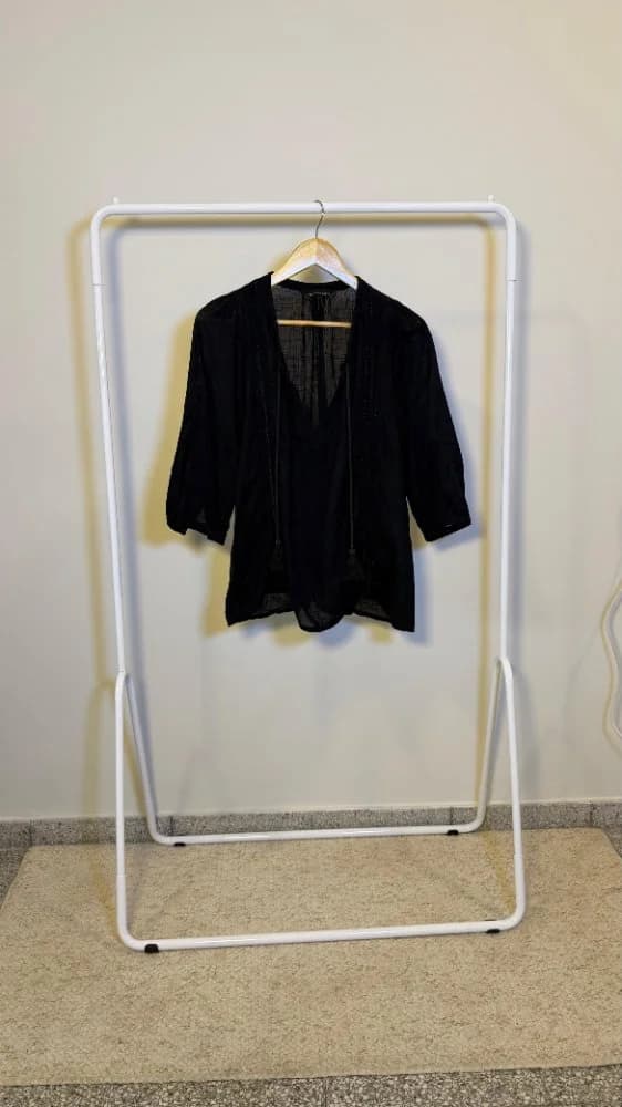 Blusa Negra Lino Mangas 3/4
