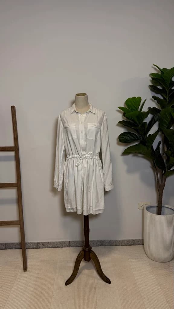 Vestido Corto Mangas Largas Blanco