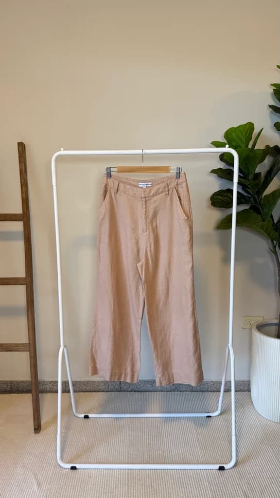 Pantalon Wide Leg Capri Lino