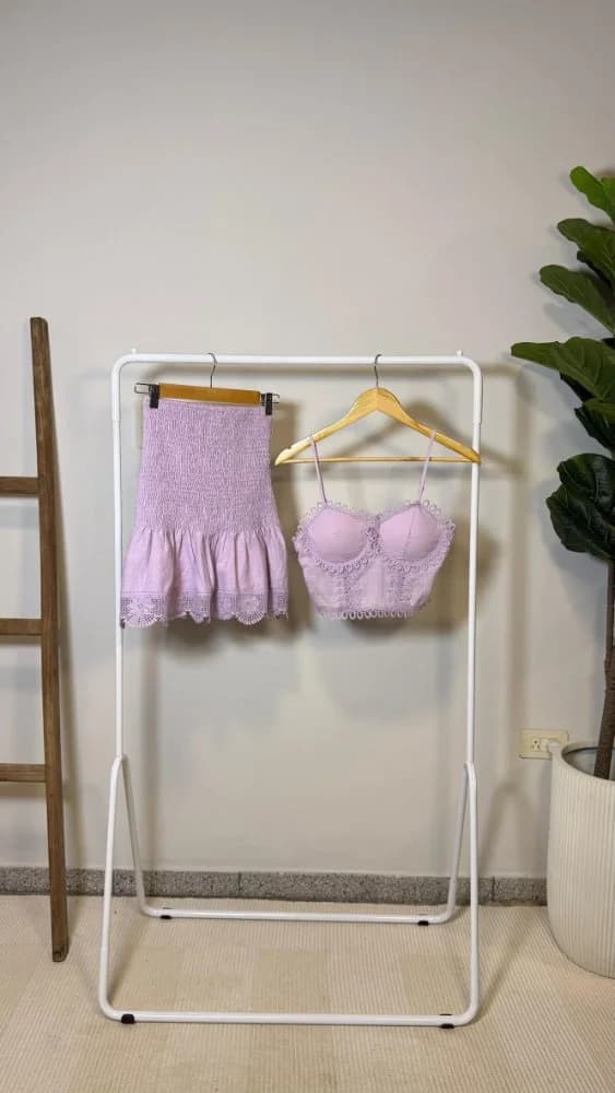 Set Lila Crop y Pollera