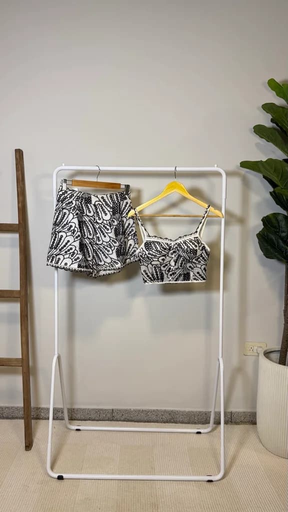Set Broderie Blanco y Negro (short y crop)