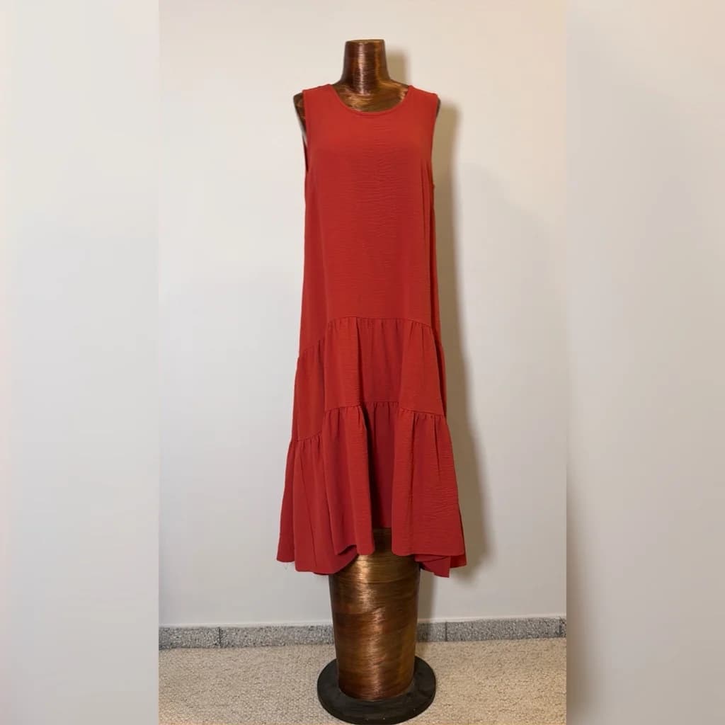 Vestido midi terracota