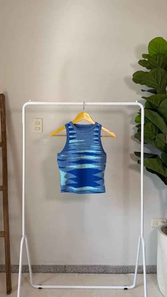 Blusa Tejida Azul y Verde Agua de Algodon