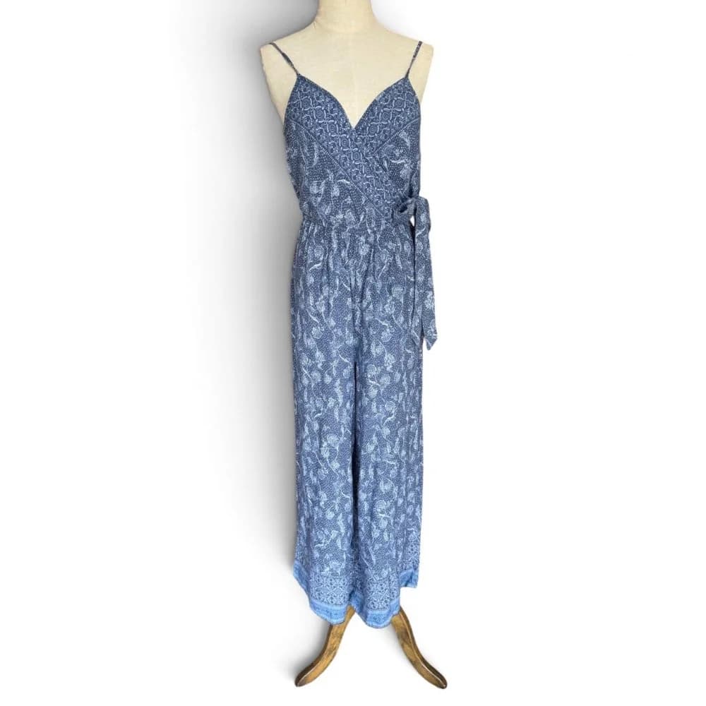 Enterizo Estampado Azul Escote V