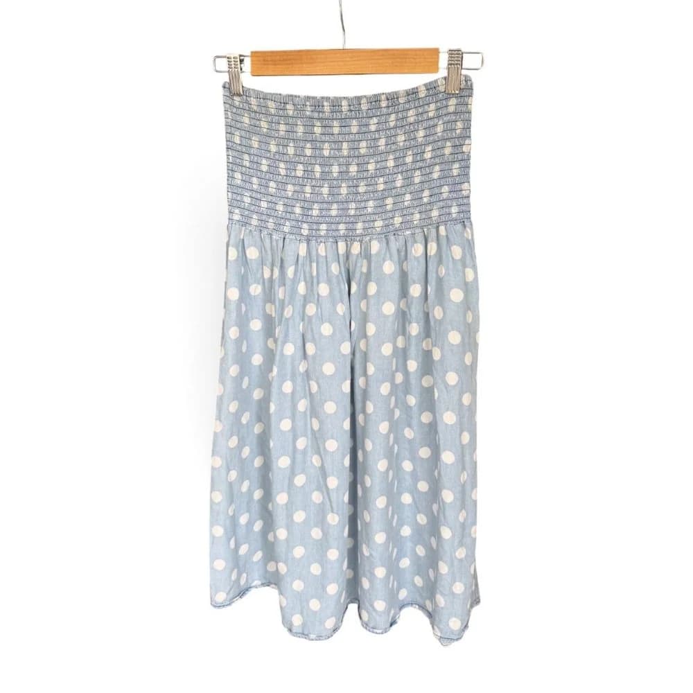 Vestido  Celeste  A Motas Strapless