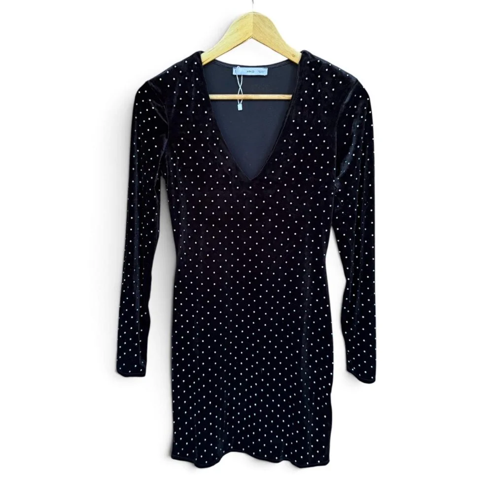 Vestido Negro con brillo teerciopelo