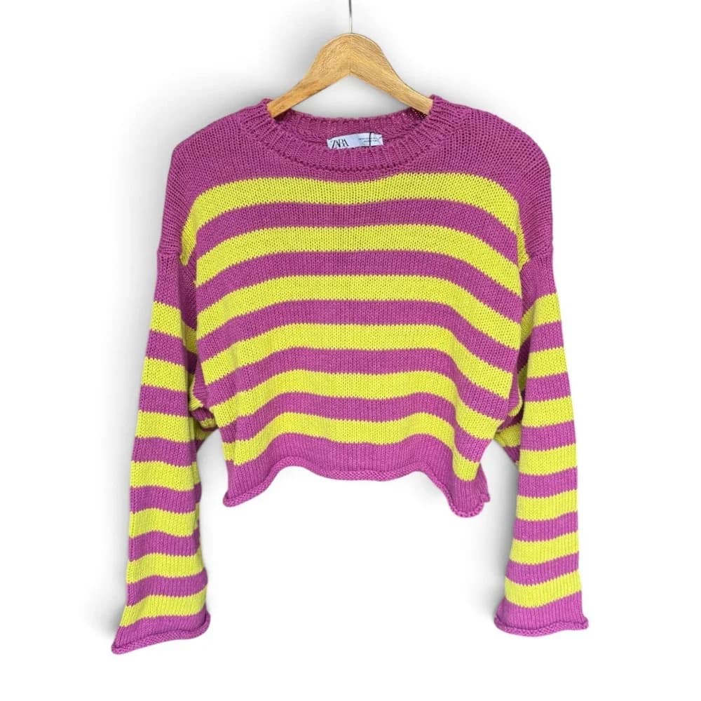 Sweater Lila y Verde  A Rayas Cropped