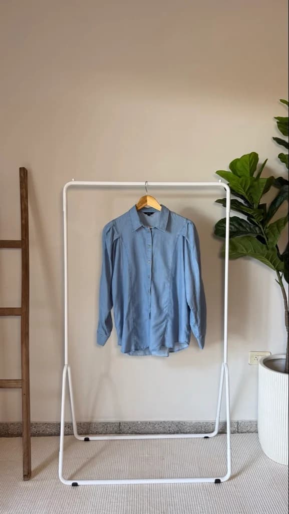 Camisa Celeste Mangas Tablas