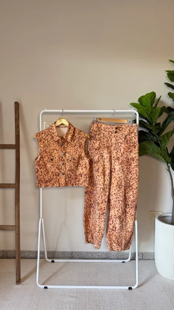 Set Animal Print Naranja Denim