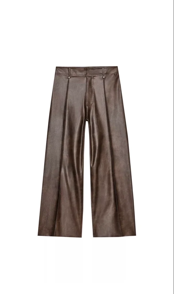 Pantalon simil cuero marron