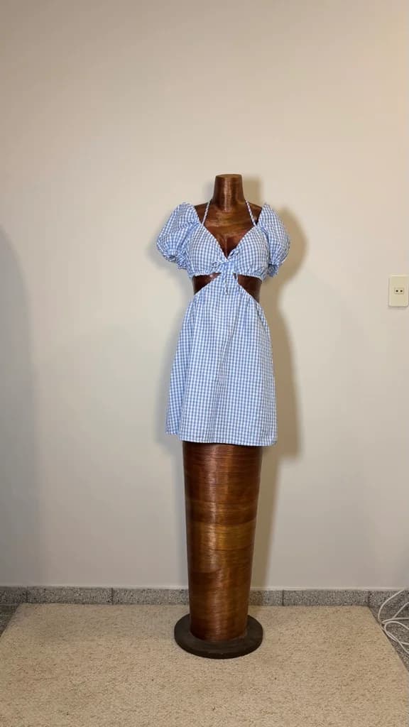 Vestido mini celeste a cuadros