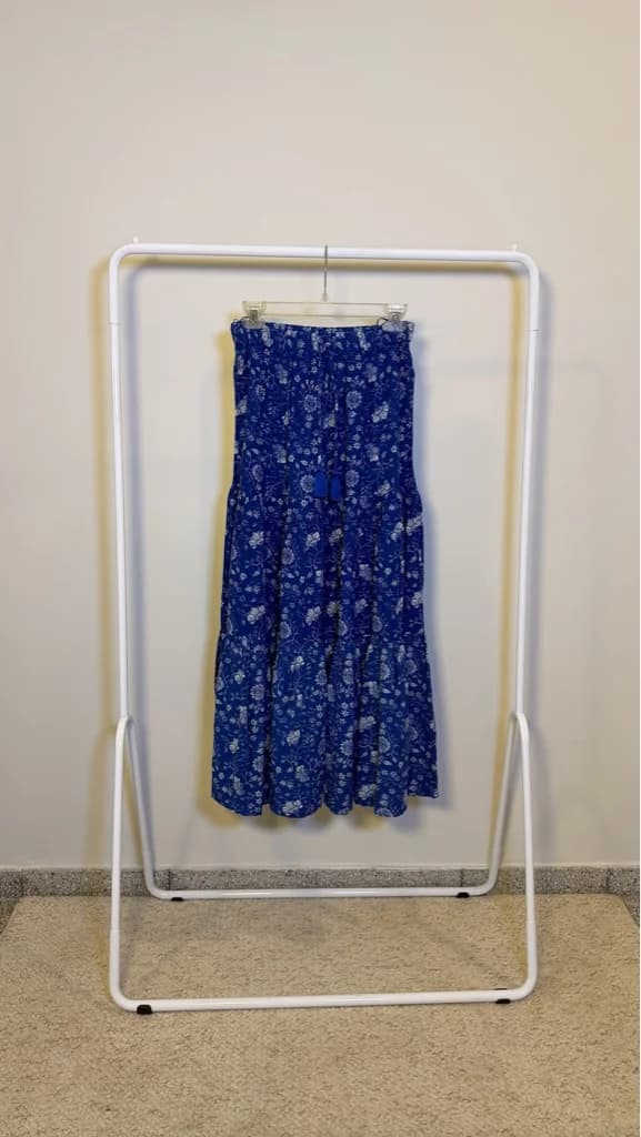 Pollera maxi azul aldeana