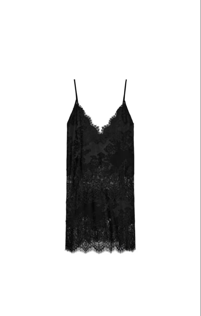 Blusa Larga Negra Encaje