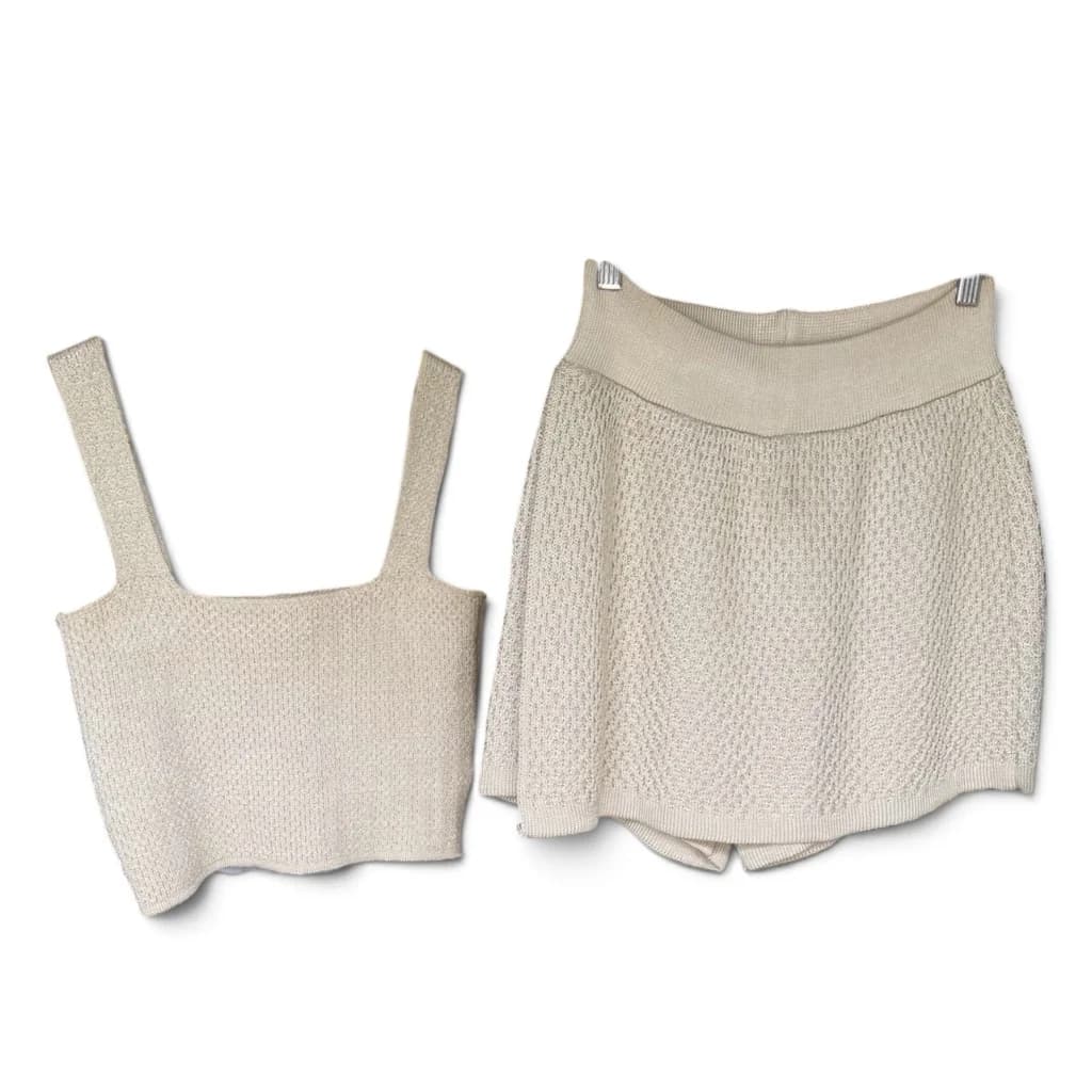 Set Beige Tejido Skort y Cropped