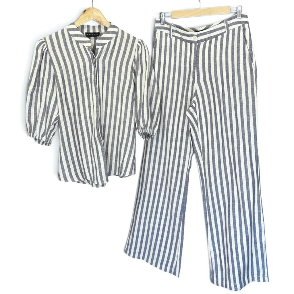 Set A Rayas Celeste y Blanco