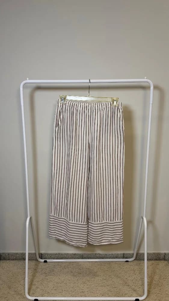 Pantalon Wide Leg Con Goma A Rayas