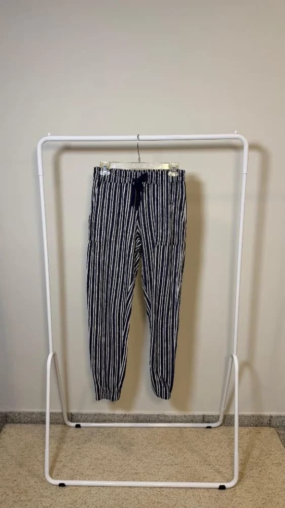 Pantalon Straight Leg Con Goma A Rayas