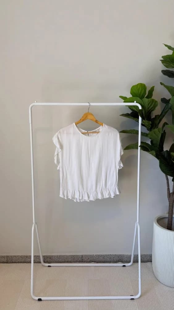 Blusa blanca con volados algodón