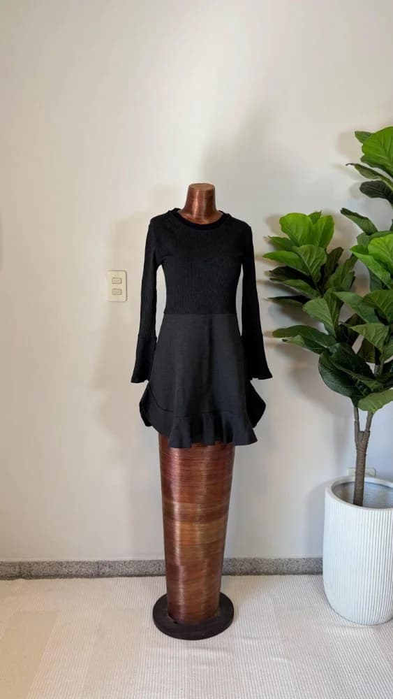 Vestido Mangas Largas gris Grafito Elastizado