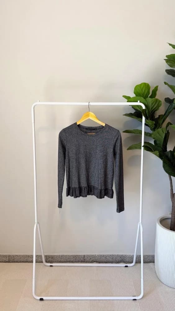 Blusa Plateada Brillosa Mangas Largas