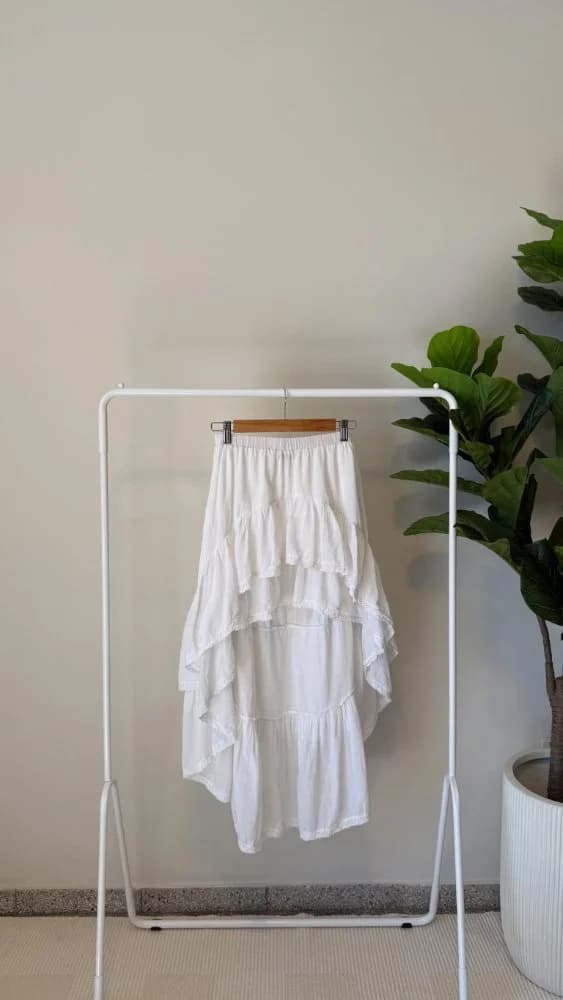 Pollera Aldeana Blanca con volados