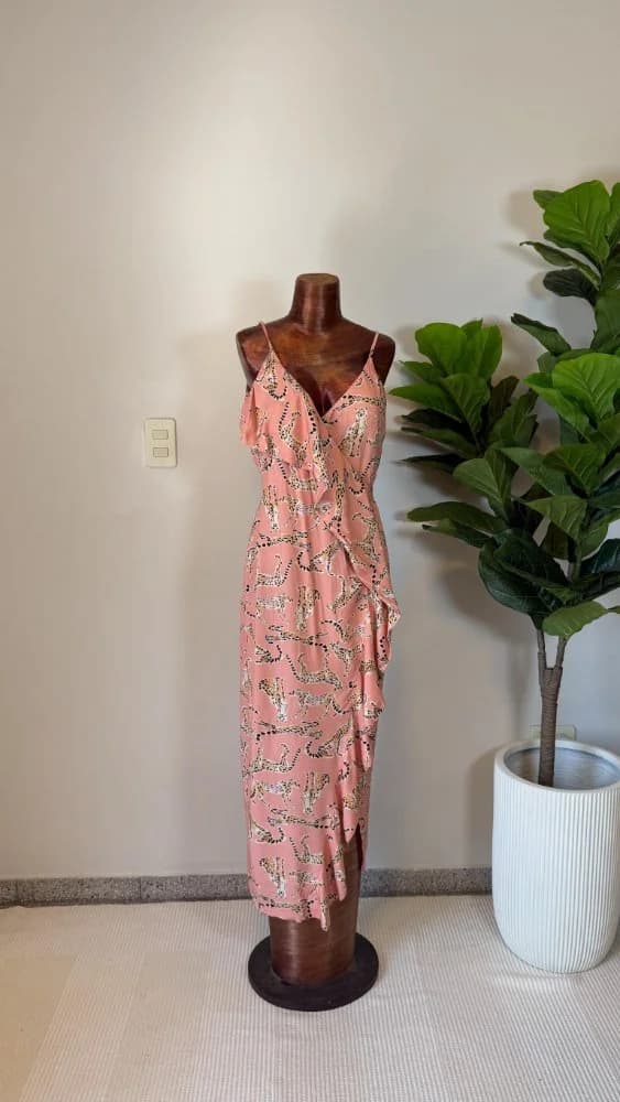 Vestido Salmon con leopardos