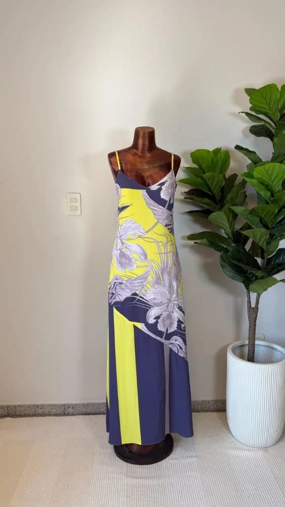 Vestido Elastizado Amarillo Fluor y Lila -