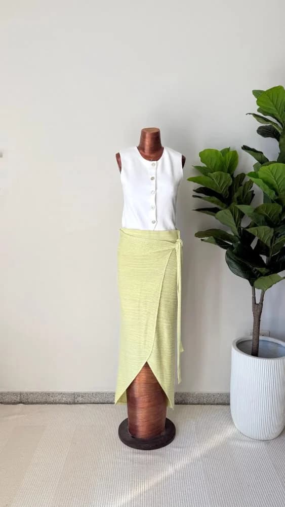 Pollera Elastizada Verde Larga