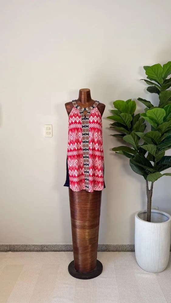 Vestido Mini Boho Rojo con tiras