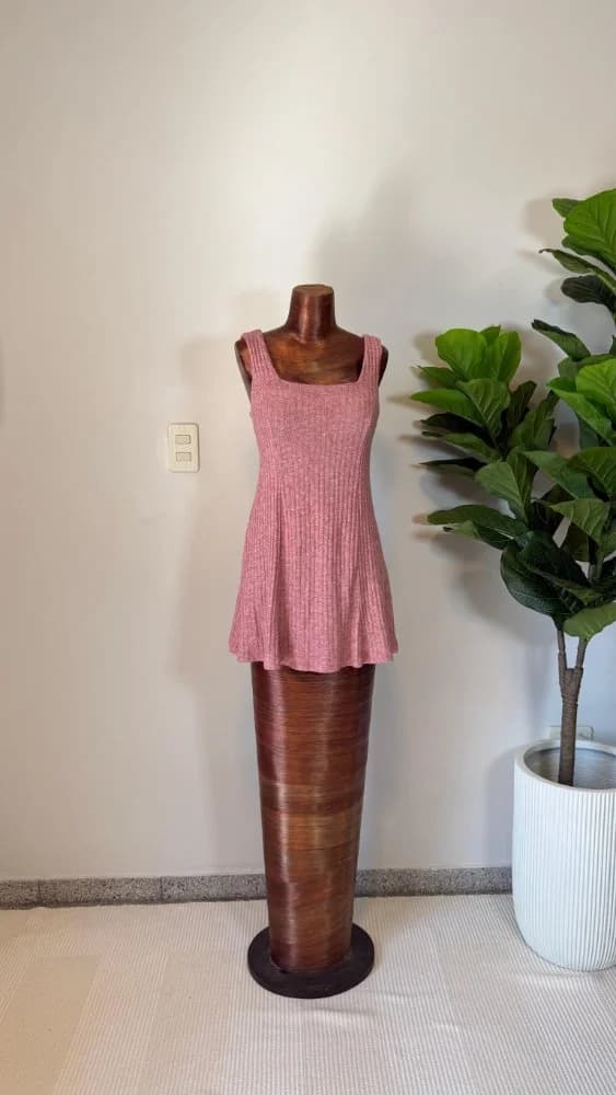 Vestido Midi Rosa Crema