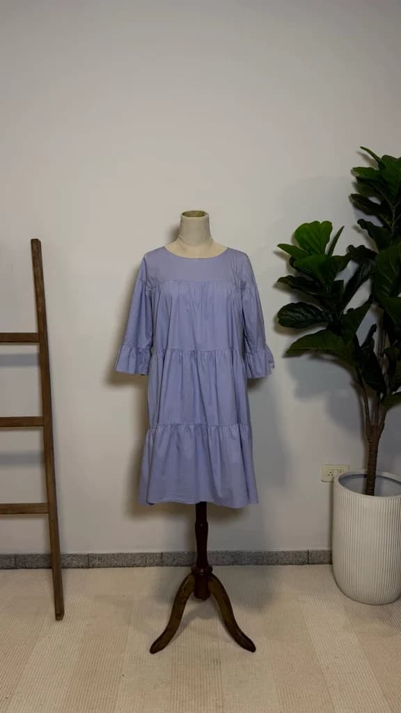 Vestido Celeste Mangas 3/4