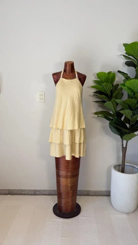 Vestido Halter Amarillo Crema