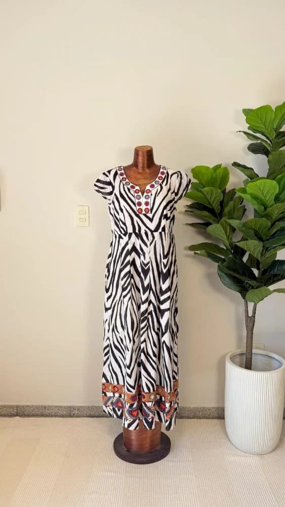 Vestido Maxi Estampado Zebra